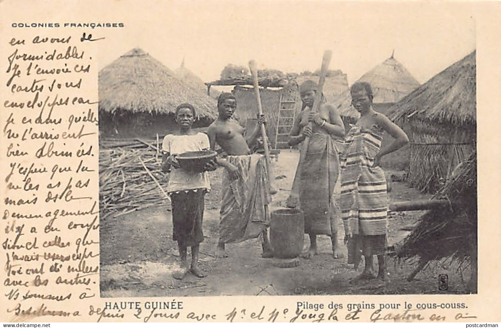 Guinée Conakry - NU ETHNIQUE - Pilage Des Grains Pour Le Couscous - Ed. E.J.G. - Guinea