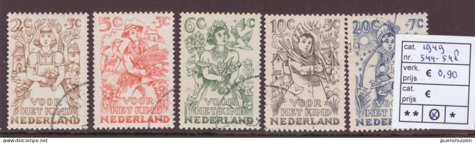 Netherlands Stamps Used 1949,  NVPH Number 544-548, See Scan For The Stamps - Gebraucht