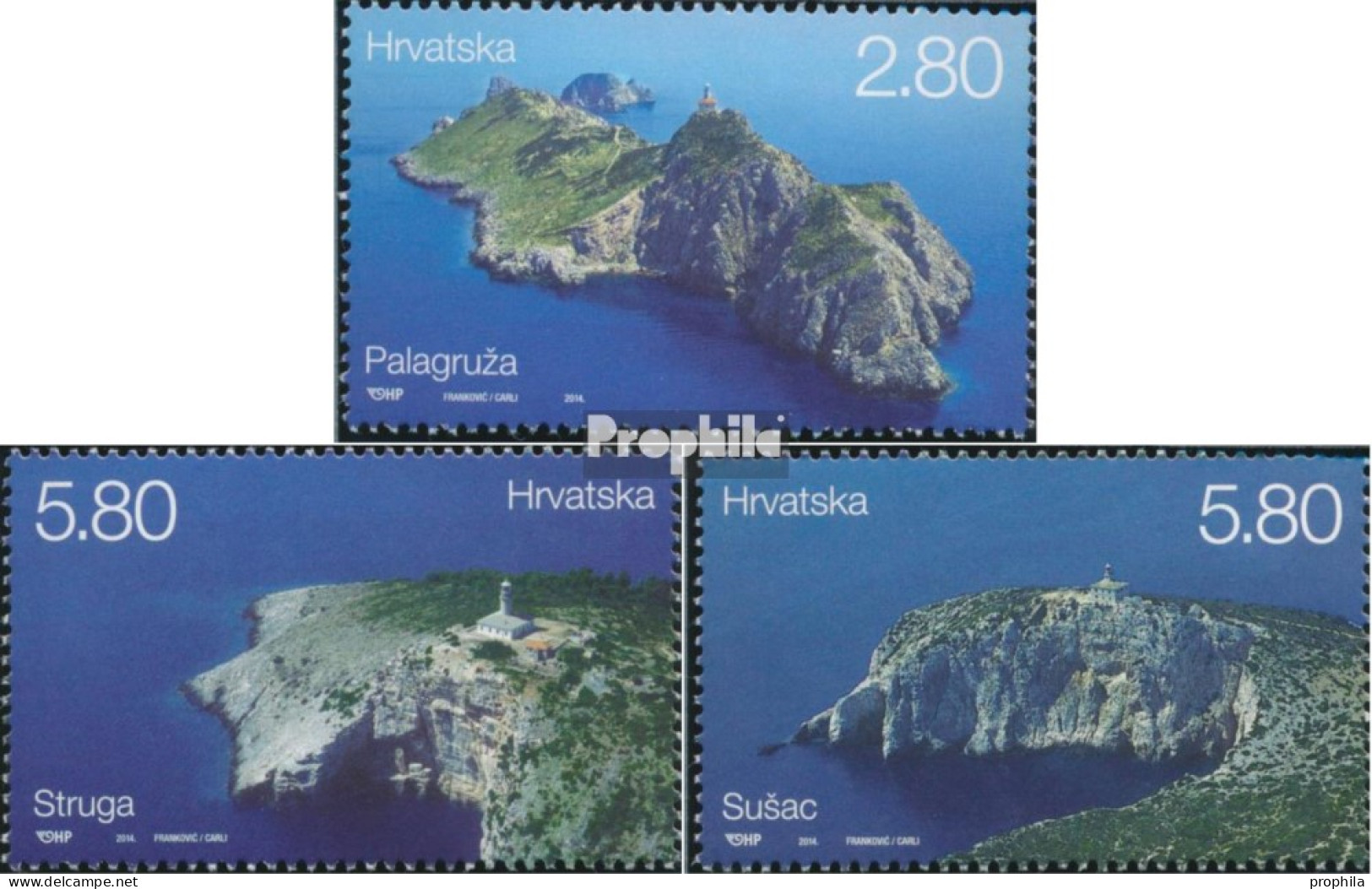 Kroatien 1133-1135 (kompl.Ausg.) Postfrisch 2014 Leuchttürme - Croacia