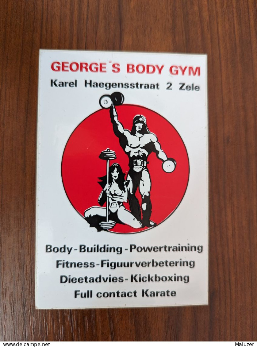 AUTOCOLLANT GEORGE’S BODY GYM – HALTÈRES FITNESS KICKBOXING – BODYBUILDING – SPORT – ZELE - BELGIQUE BELGIË BELGIUM - Pegatinas