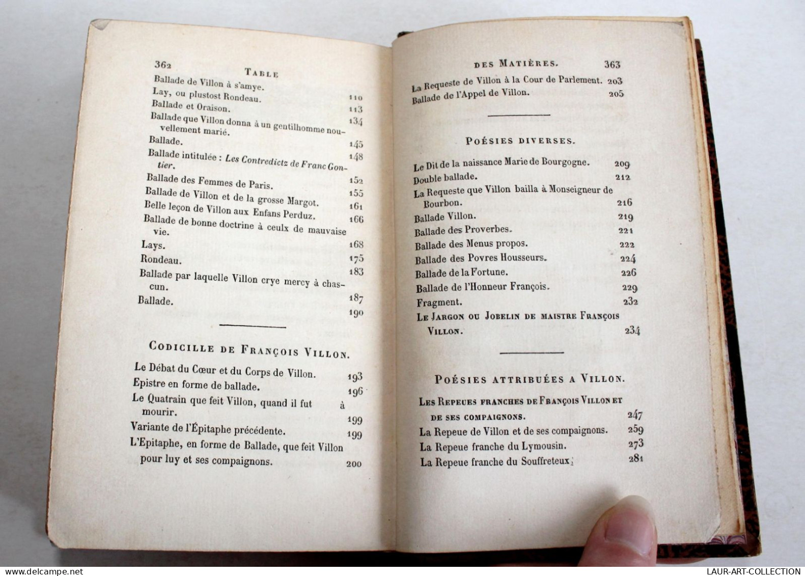 OEUVRES COMPLETES DE FRANCOIS VILLON, NOUVELLE EDITION + NOTES Par PL JACOB 1854 / ANCIEN LIVRE XIVe SIECLE (2603.65) - 1801-1900