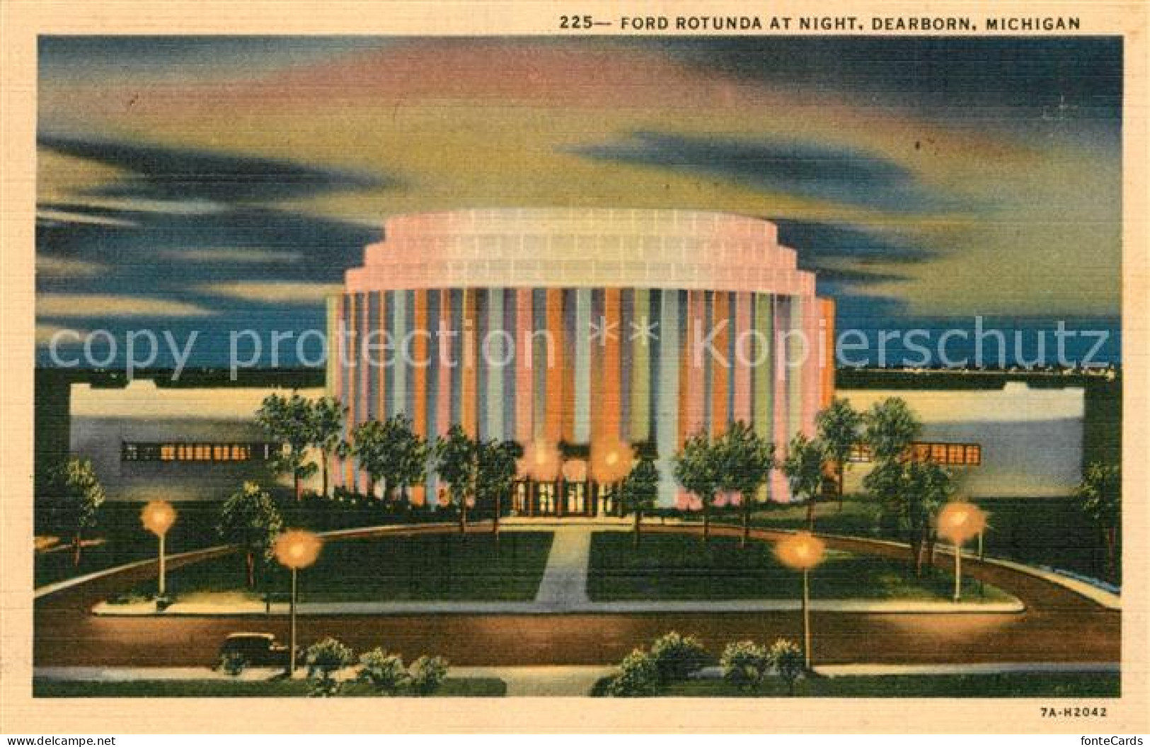 73299281 Dearborn_Michigan Ford Rotunda At Night Illustration - Autres & Non Classés