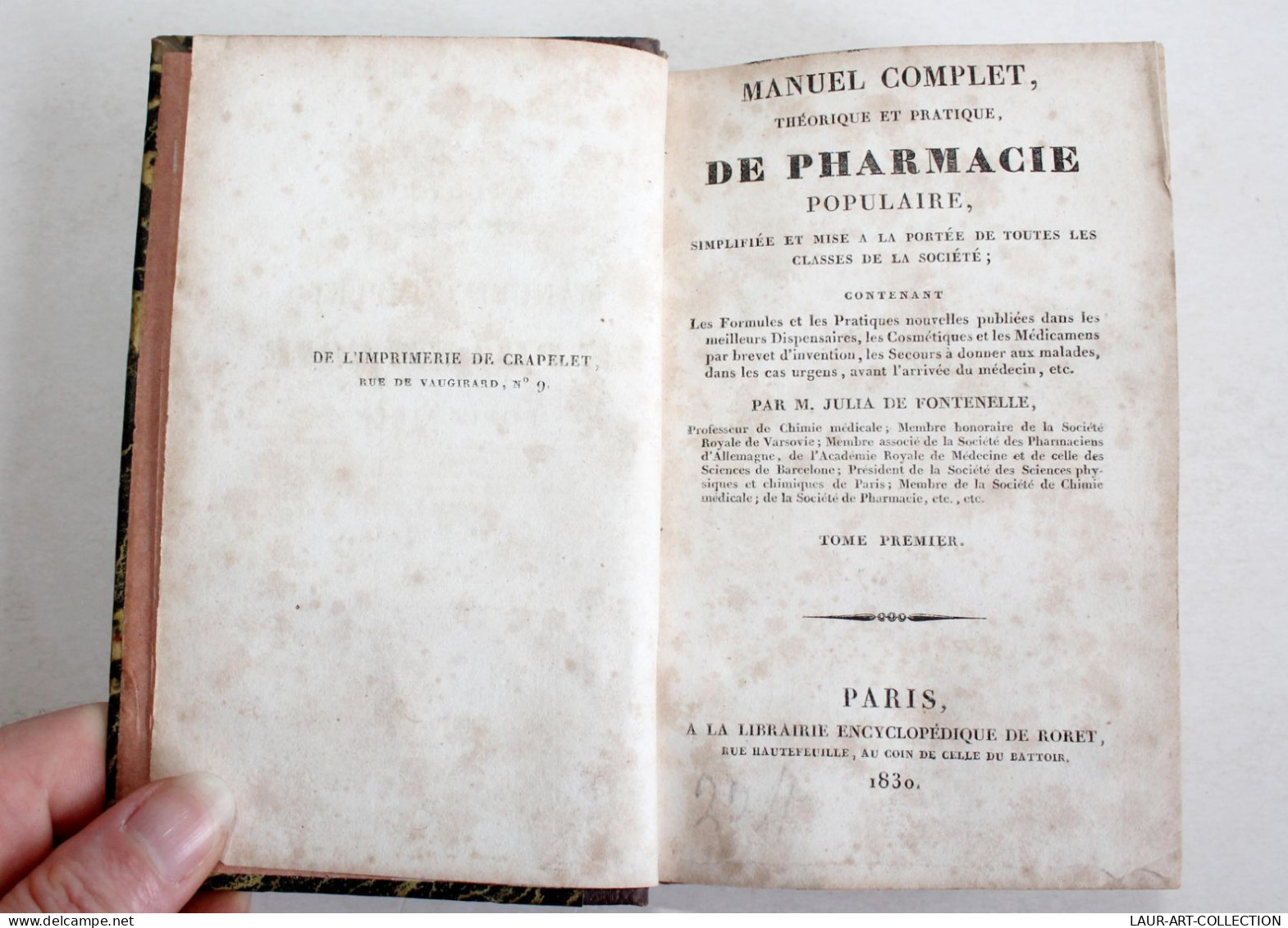 MANUEL COMPLET THEORIQUE ET PRATIQUE DE PHARMACIE POPULAIRE / DE FONTENELLE 1830 / ANCIEN LIVRE XIXe SIECLE (2603.66) - Gesundheit