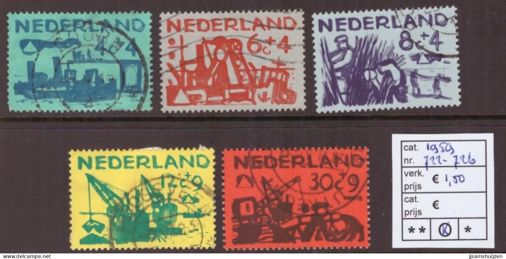 Netherlands Stamps Used 1959,  NVPH Number 722-726, See Scan For The Stamps - Oblitérés