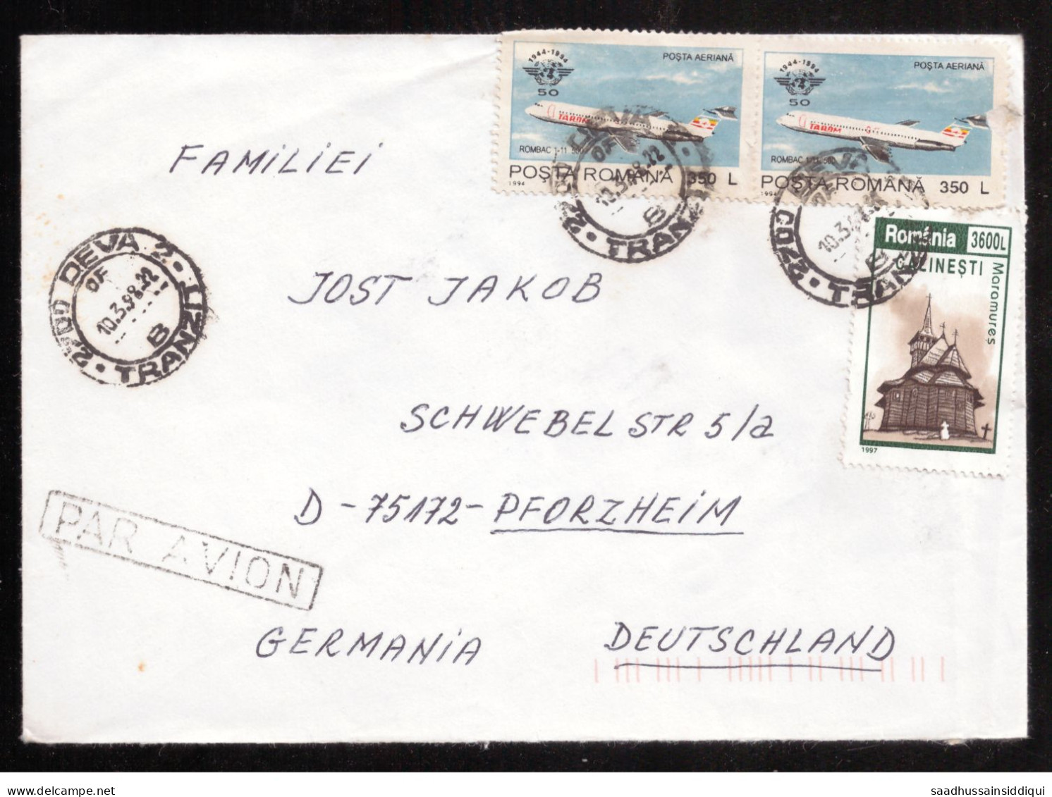 USED AIR MAIL COVER ROMANIA TO GERMANY   ( 7 ) - Other & Unclassified