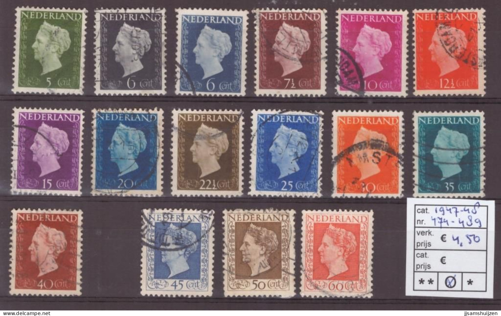Netherlands Stamps Used 1947-48,  NVPH Number 474-489, See Scan For The Stamps - Oblitérés