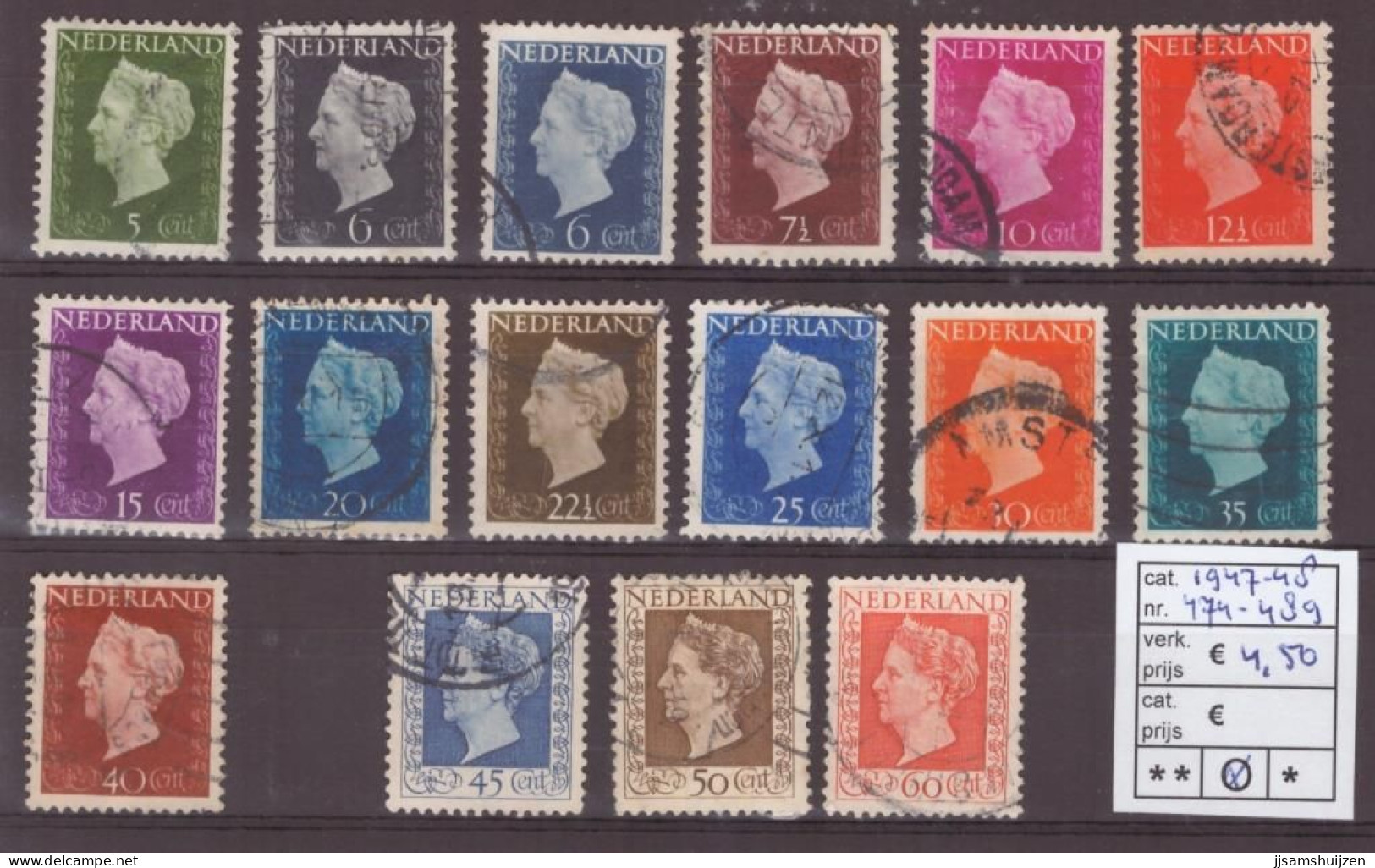 Netherlands Stamps Used 1947-48,  NVPH Number 474-489, See Scan For The Stamps - Gebraucht