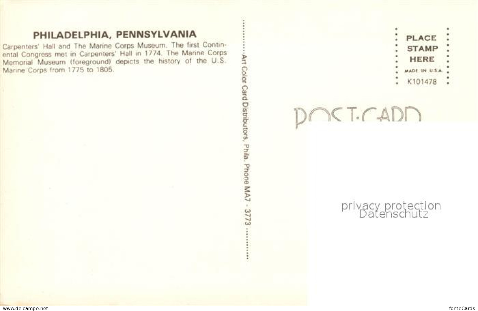 73295347 Philadelphia Pennsylvania Carpenters Hall Manne Corps Museum Philadelph - Other & Unclassified