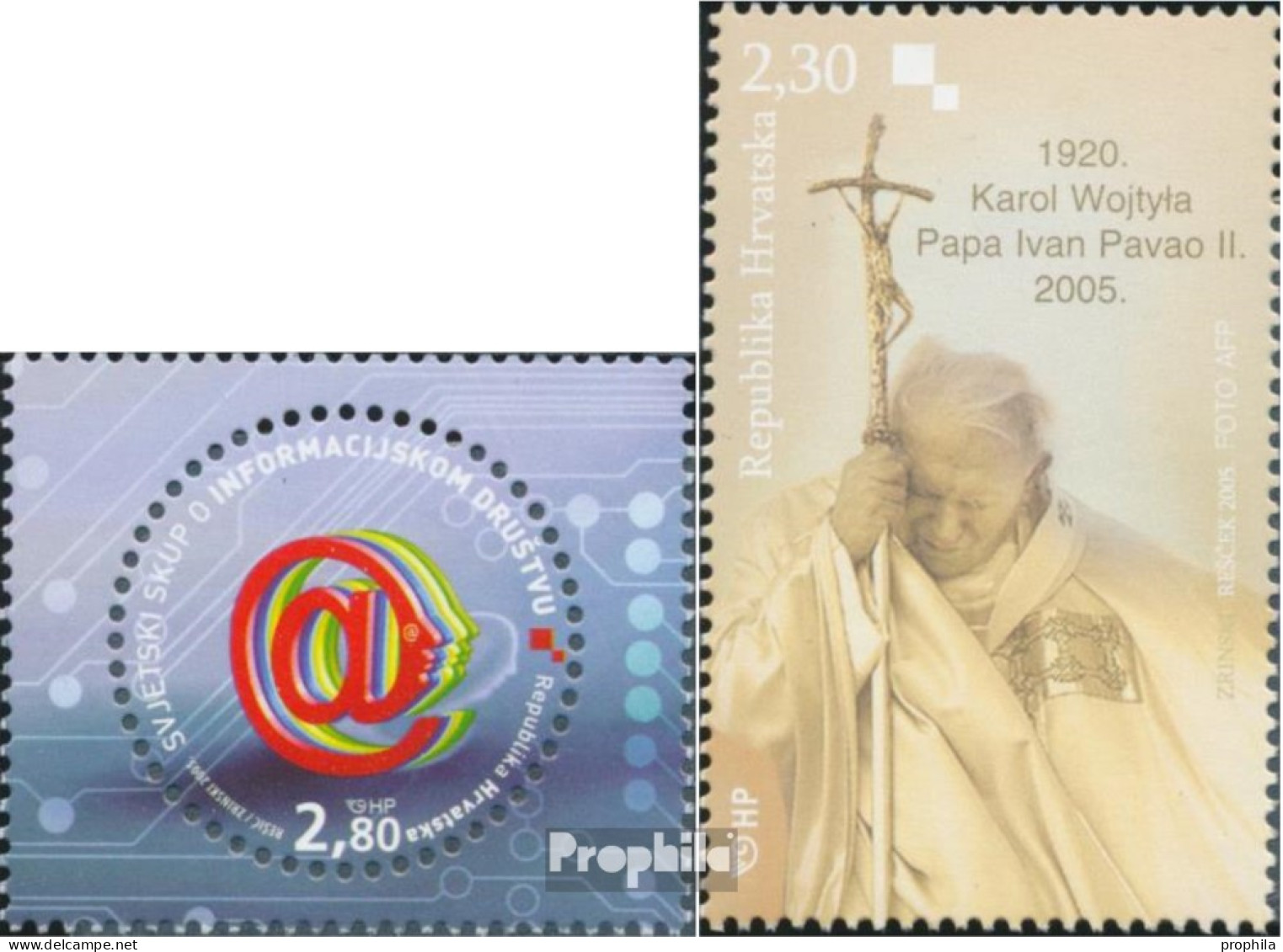 Kroatien 707,710 (kompl.Ausg.) Postfrisch 2005 Informatikkongress, Papst - Croatia