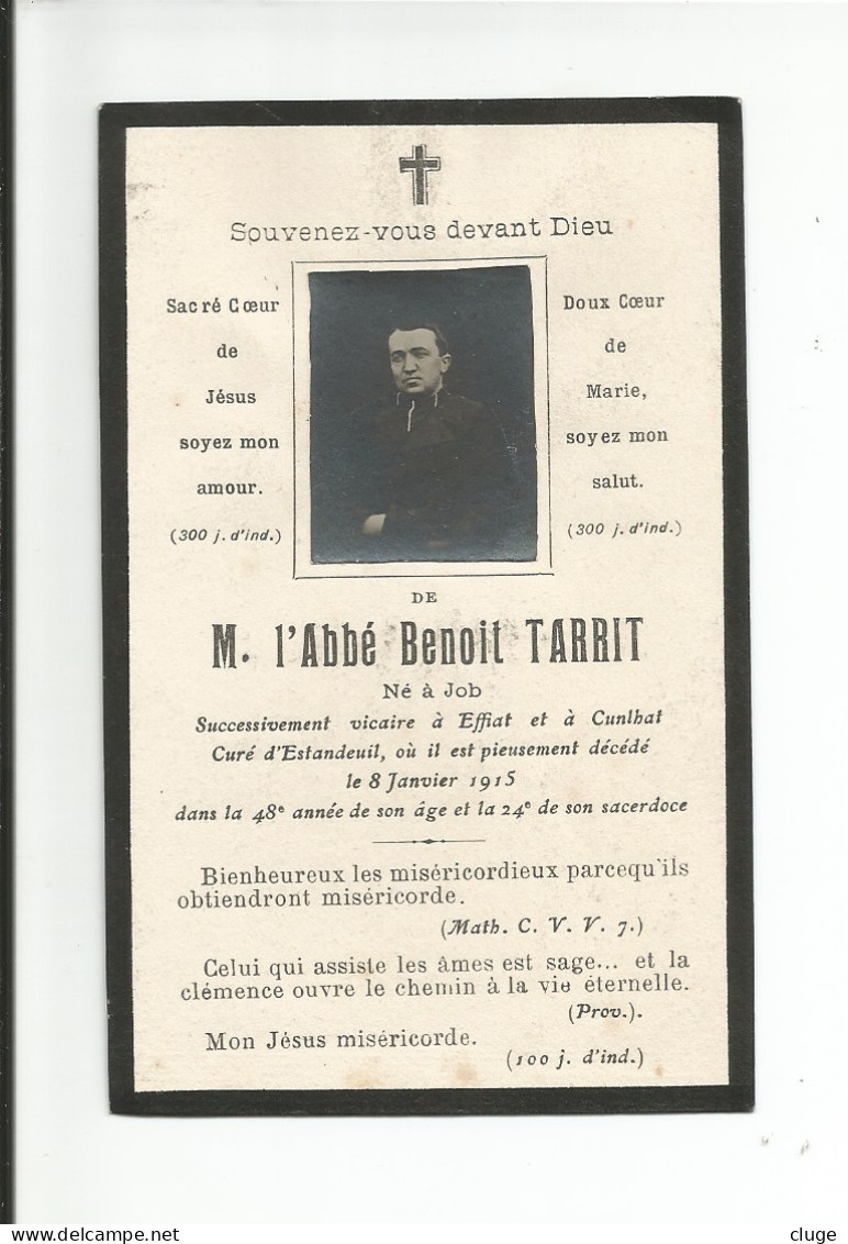 63 - Effiat / Cunlhat / Estandeuil  - Abbé Benoit Tarrit - Obituary Notices