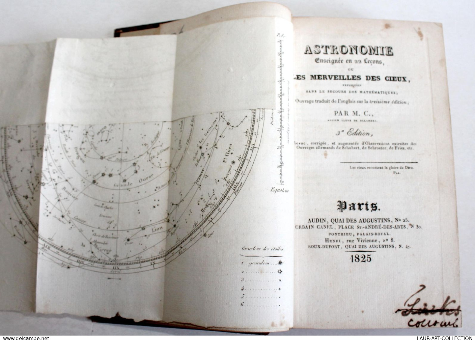 ASTRONOMIE ENSEIGNEE EN 22 LECONS OU MERVEILLES DES CIEUX SANS MATHEMATIQUE 1825 / ANCIEN LIVRE XIXe SIECLE (2603.70) - Astronomía