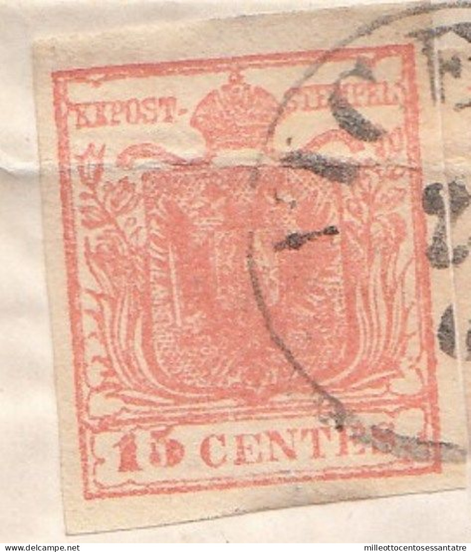 2475 - LOMBARDO VENETO - Involucro Senza Testo Del 1852 Da Vicenza A Udine Con Due Cent. 15 Rosso Chiaro - III Tipo - . - Lombardy-Venetia