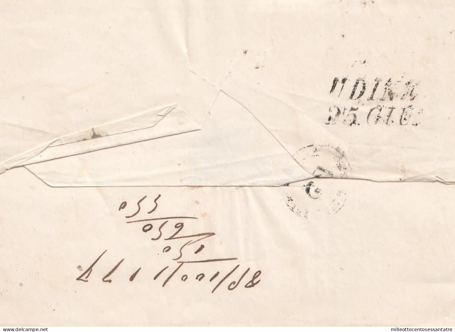 2475 - LOMBARDO VENETO - Involucro Senza Testo Del 1852 Da Vicenza A Udine Con Due Cent. 15 Rosso Chiaro - III Tipo - . - Lombardy-Venetia