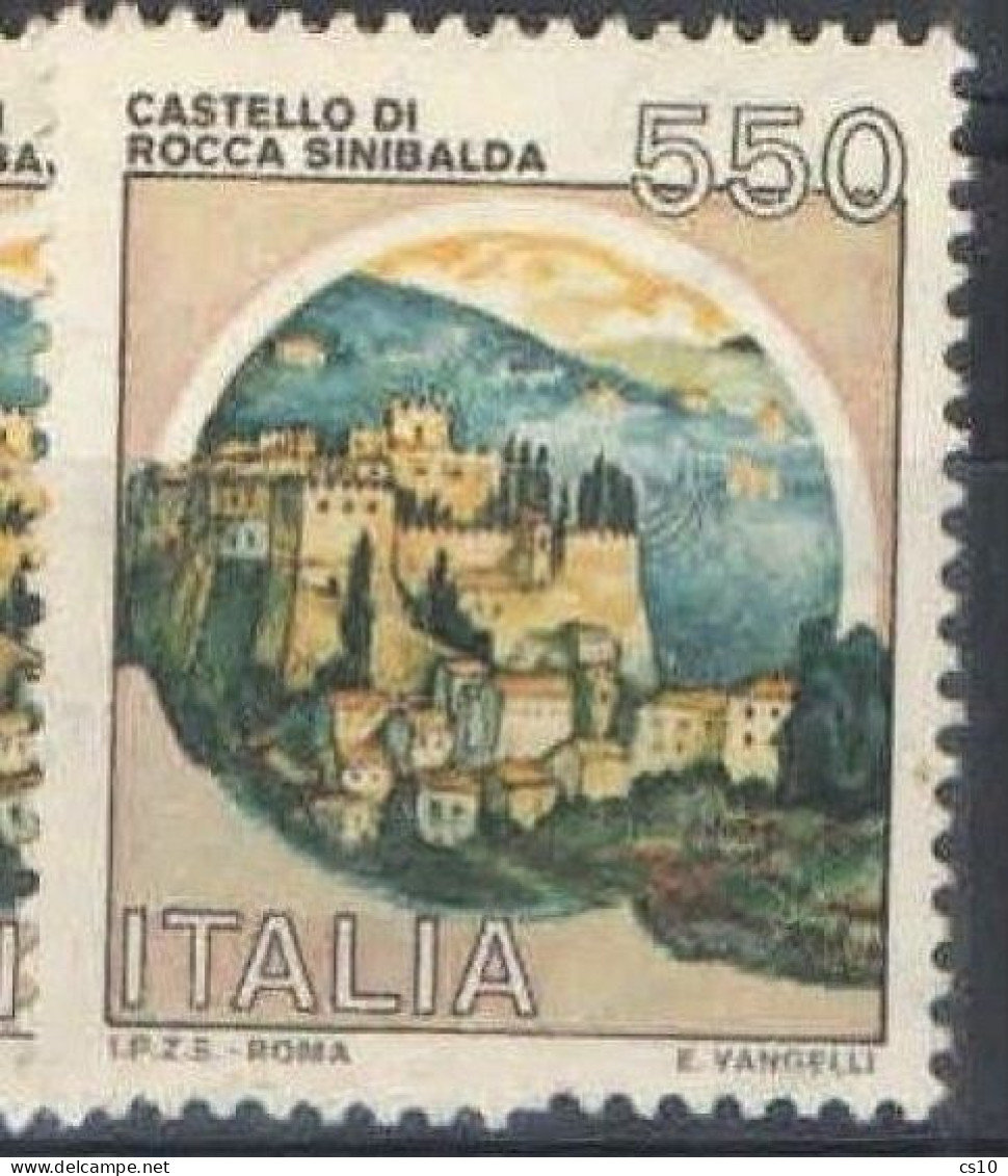 1984 Castelli Castles Chateaux Lire 550 MNH** Dentellato 13e1/4 X 13e1/4 Perforation - Variétés Et Curiosités