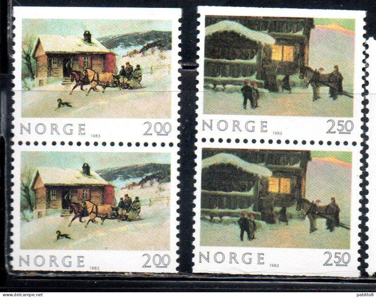 NORWAY NORGE NORVEGIA NORVEGE 1983 CHRISTMAS NATALE NOEL WEIHNACHTEN NAVIDAD COMPLETE SET PAIR COPPIA SERIE COMPLETA MNH - Ongebruikt