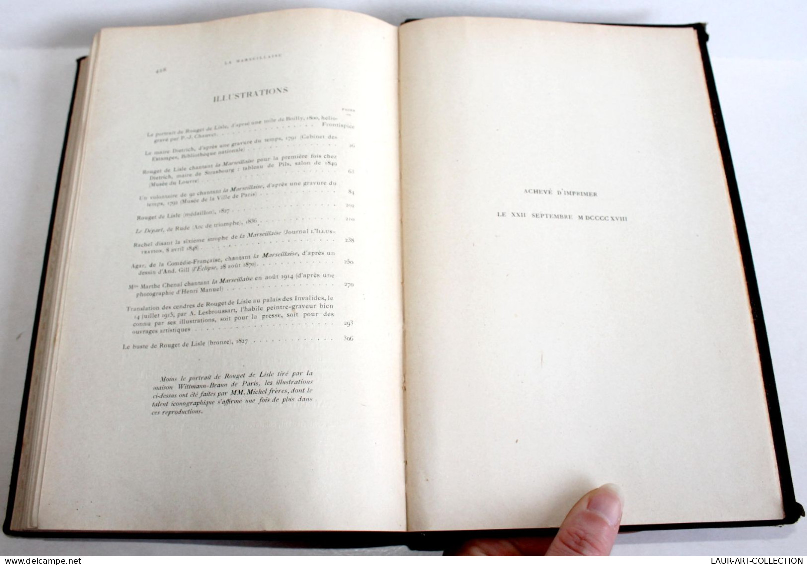 RARE EO ENVOI D'AUTEUR! LA MARSEILLAISE SON HISTOIRE FRANCAIS de FIAUX 10 GRAVURE 1918 ANCIEN LIVRE XXe SIECLE (2603.73)