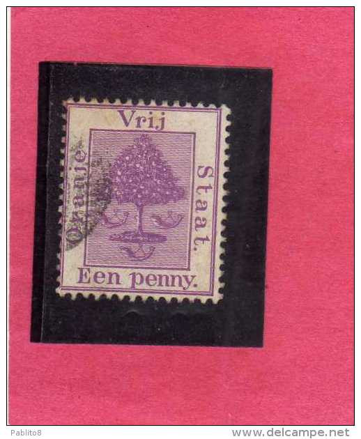 ORANGE FREE STATE STATO LIBERO 1868 1900 TREE ALBERO PENNY VIOLET 1894 USED USATO - Oranje Vrijstaat (1868-1909)