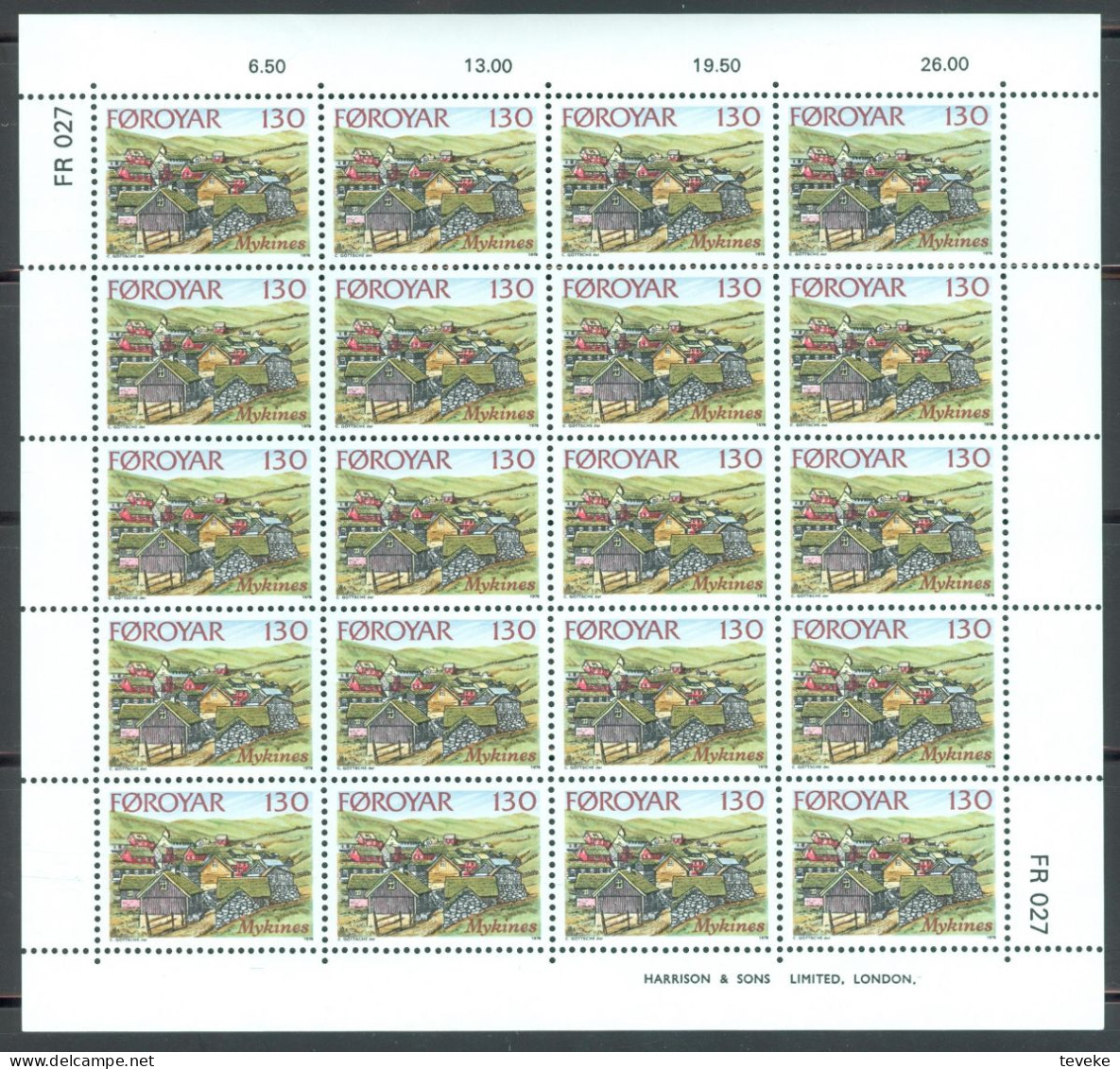 FAEROËR 1978 - MiNr. 31/35 KB - **/MNH -  Mykines Island - Féroé (Iles)