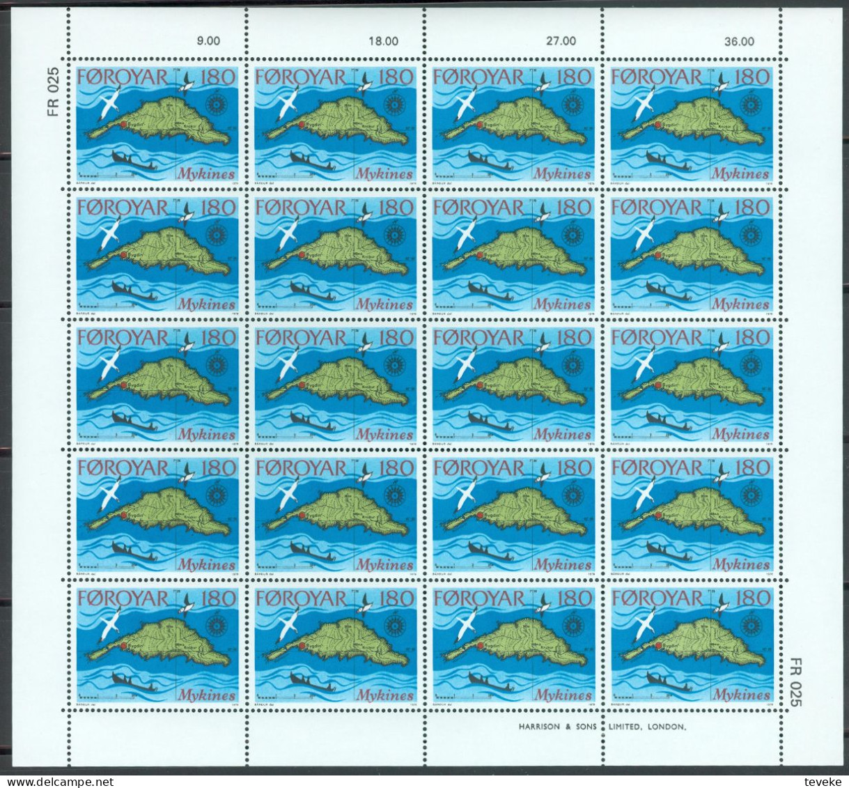 FAEROËR 1978 - MiNr. 31/35 KB - **/MNH -  Mykines Island - Faroe Islands