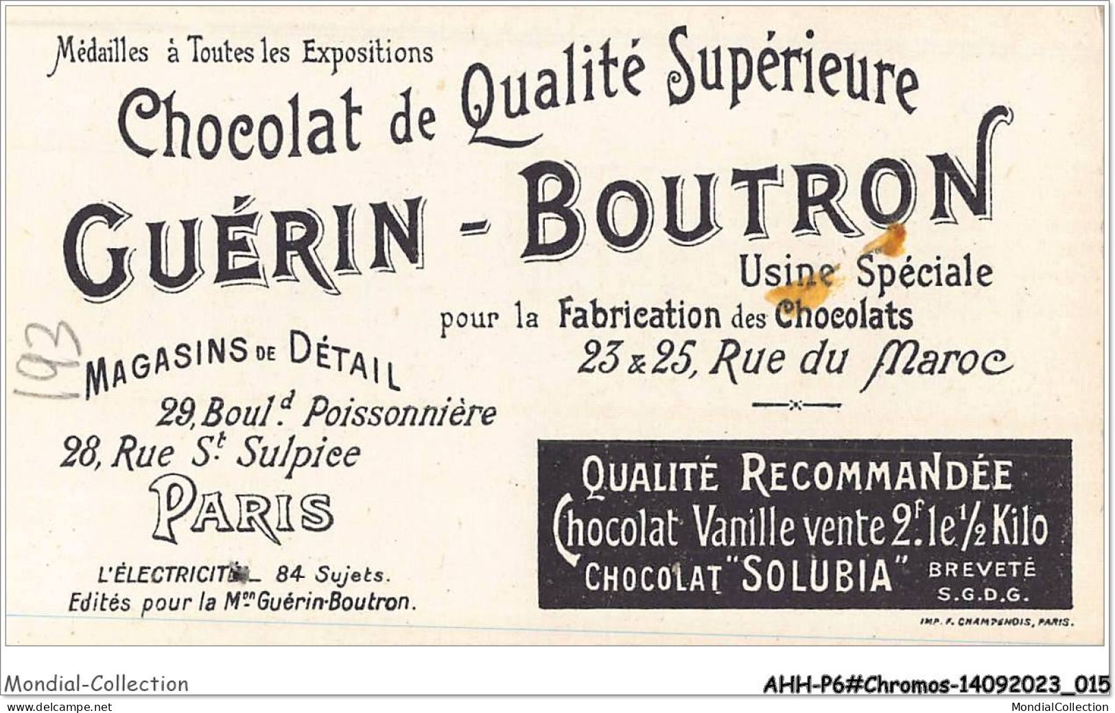 AHHP6-1008 - CHROMOS - CHOCOLAT-GUERIN-BOUTRON - PARIS - La Pile De Volta - 10,5 X 7cm - Guérin-Boutron