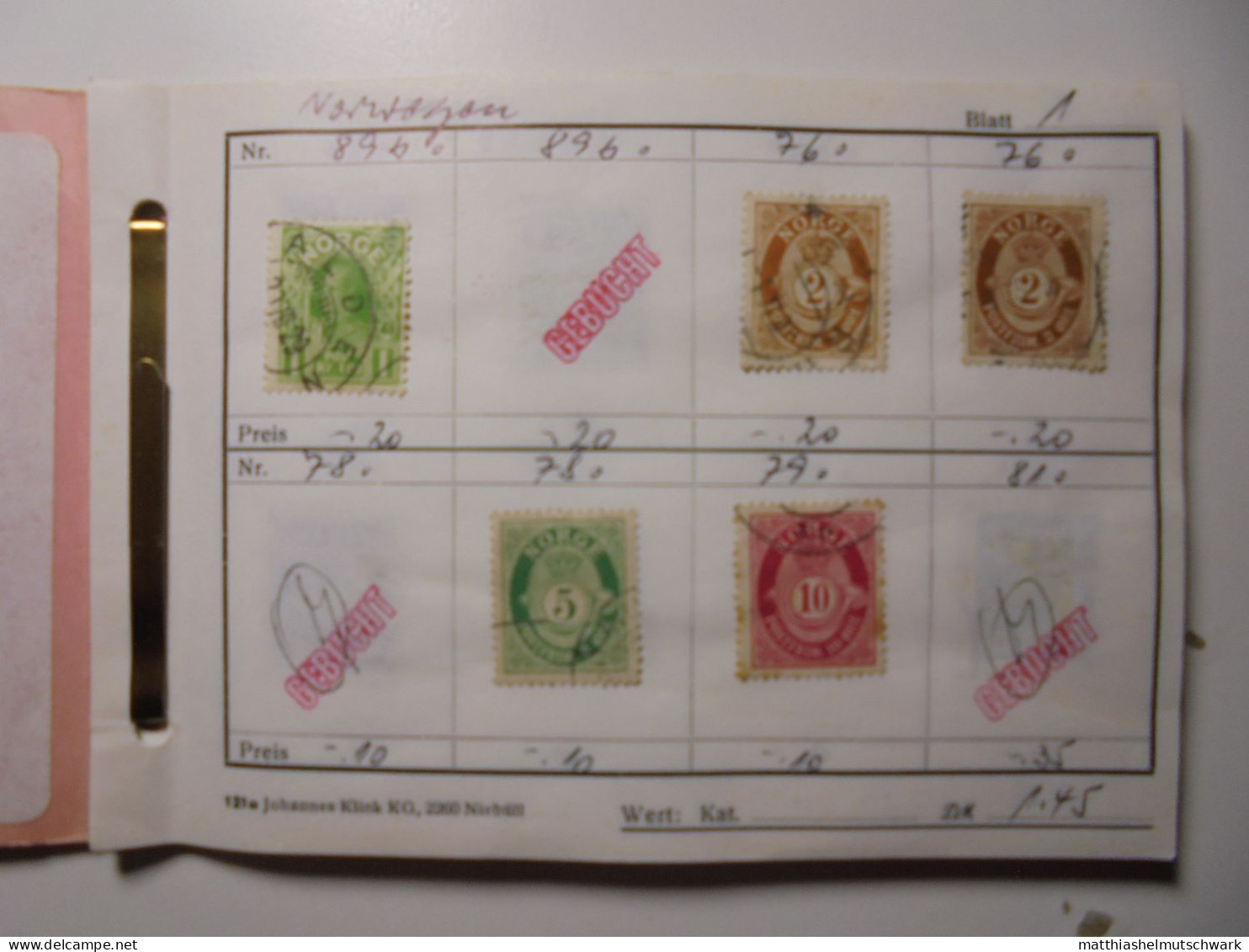 Auswahlheft Nr. 511 20 Blätter 156 Briefmarken  Norwegen 1910-1962/Mi Nr. 76-474 Ca. € 30 StampWorld – - Verzamelingen