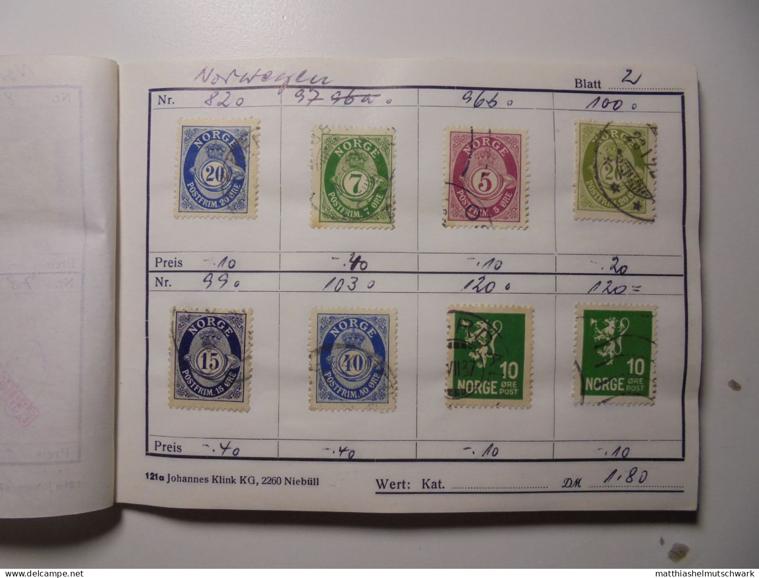 Auswahlheft Nr. 511 20 Blätter 156 Briefmarken  Norwegen 1910-1962/Mi Nr. 76-474 Ca. € 30 StampWorld – - Collections