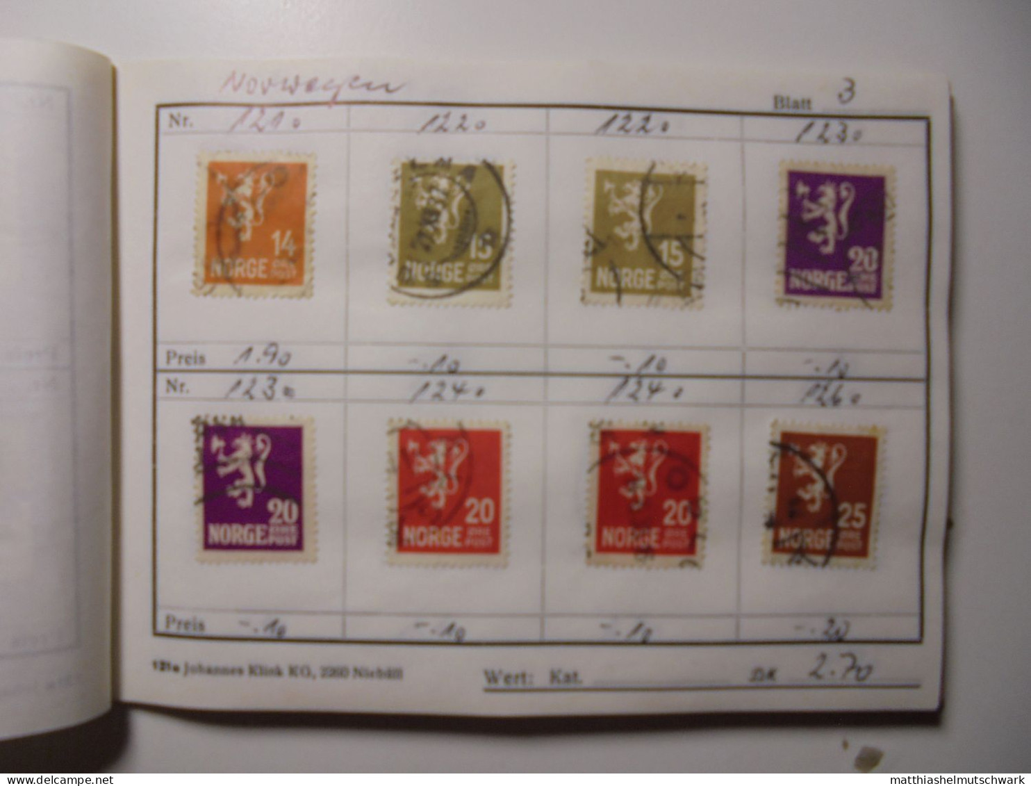 Auswahlheft Nr. 511 20 Blätter 156 Briefmarken  Norwegen 1910-1962/Mi Nr. 76-474 Ca. € 30 StampWorld – - Colecciones