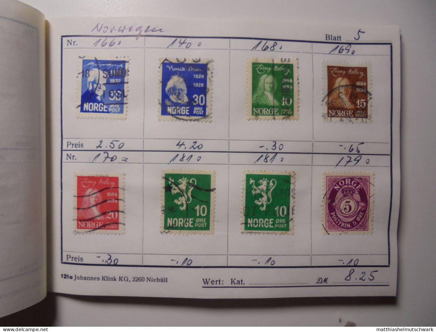 Auswahlheft Nr. 511 20 Blätter 156 Briefmarken  Norwegen 1910-1962/Mi Nr. 76-474 Ca. € 30 StampWorld –