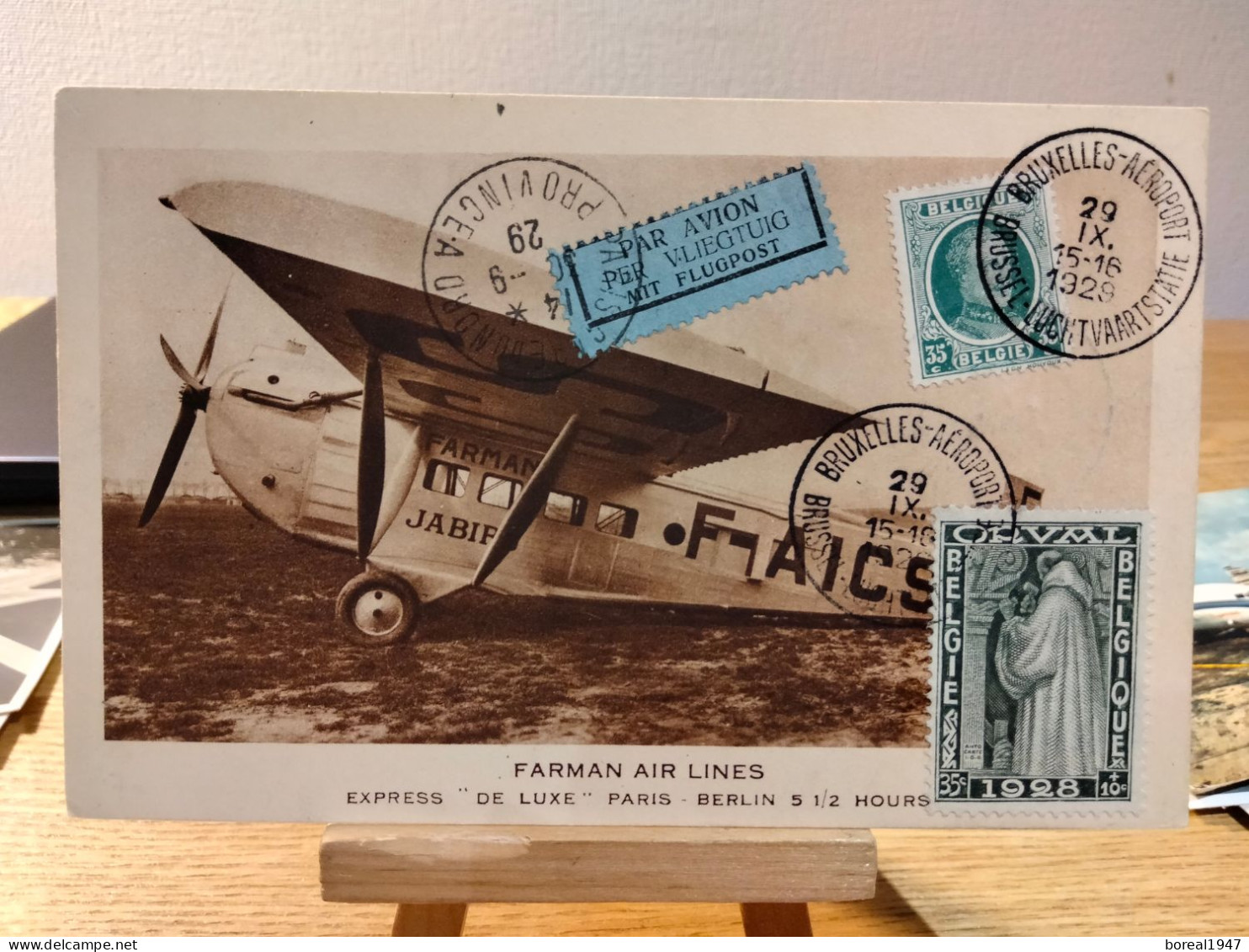 BELGIQUE. BRUXELLES EVERE AÉRODROME 20/12/1929 Inauguration Avec Cachet Postal Daté. AVION FARMAN AIRLINES - Vliegvelden