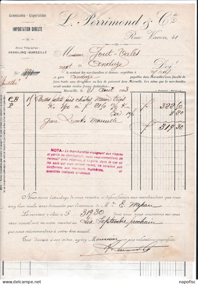 13-L.Perrimond & Cie...Commission, Exportation, Importation Directe...Marseille...(Bouches-du-Rhône)...1903 - Other & Unclassified