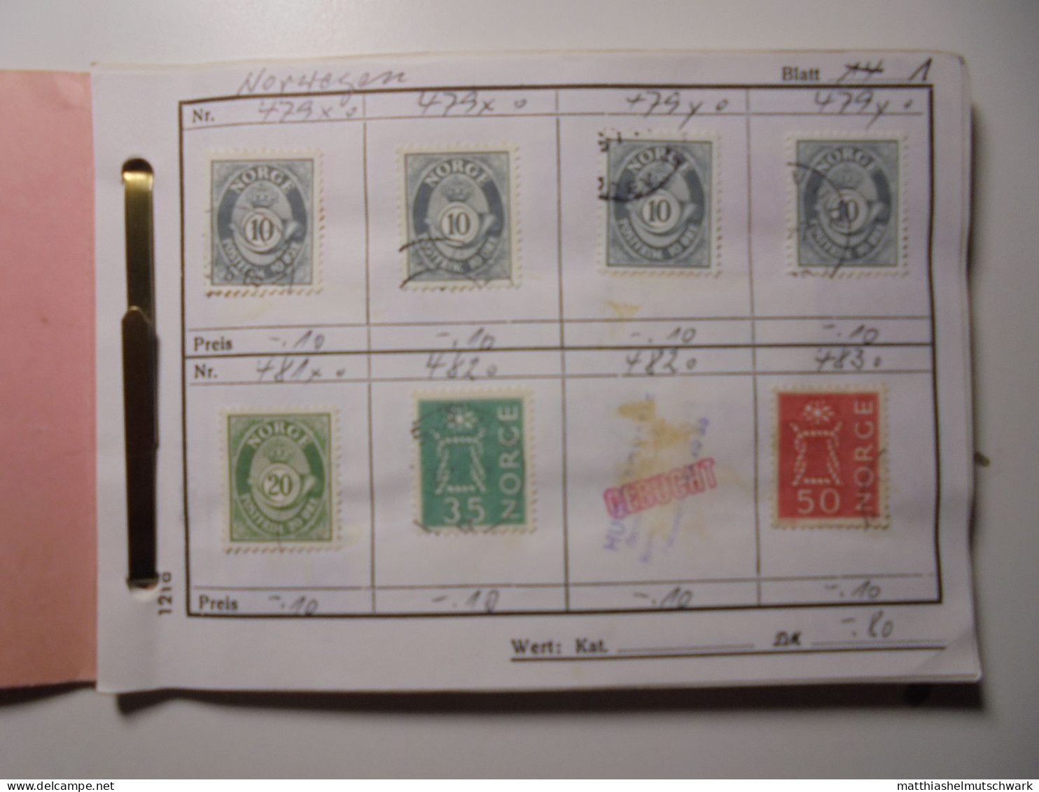 Auswahlheft Nr. 512 20 Blätter 186 Briefmarken  Norwegen Ca. 1962-1983/Mi Nr. 479x-877 Einschließlich 1 - Verzamelingen