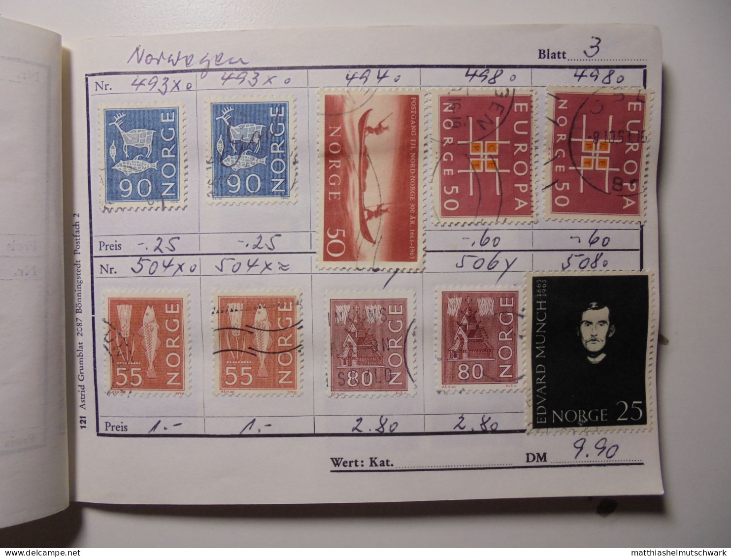 Auswahlheft Nr. 512 20 Blätter 186 Briefmarken  Norwegen Ca. 1962-1983/Mi Nr. 479x-877 Einschließlich 1 - Sammlungen