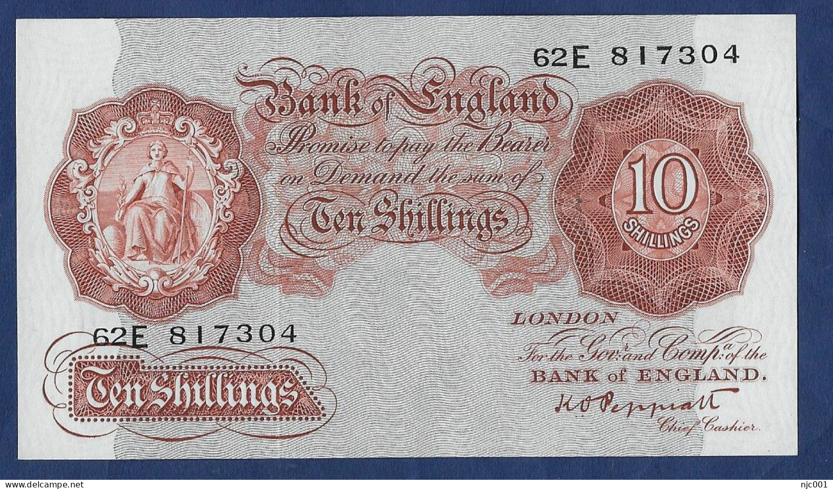 Peppiatt 10 Shillings Banknote 62E UNCIRCULATED - 10 Schilling