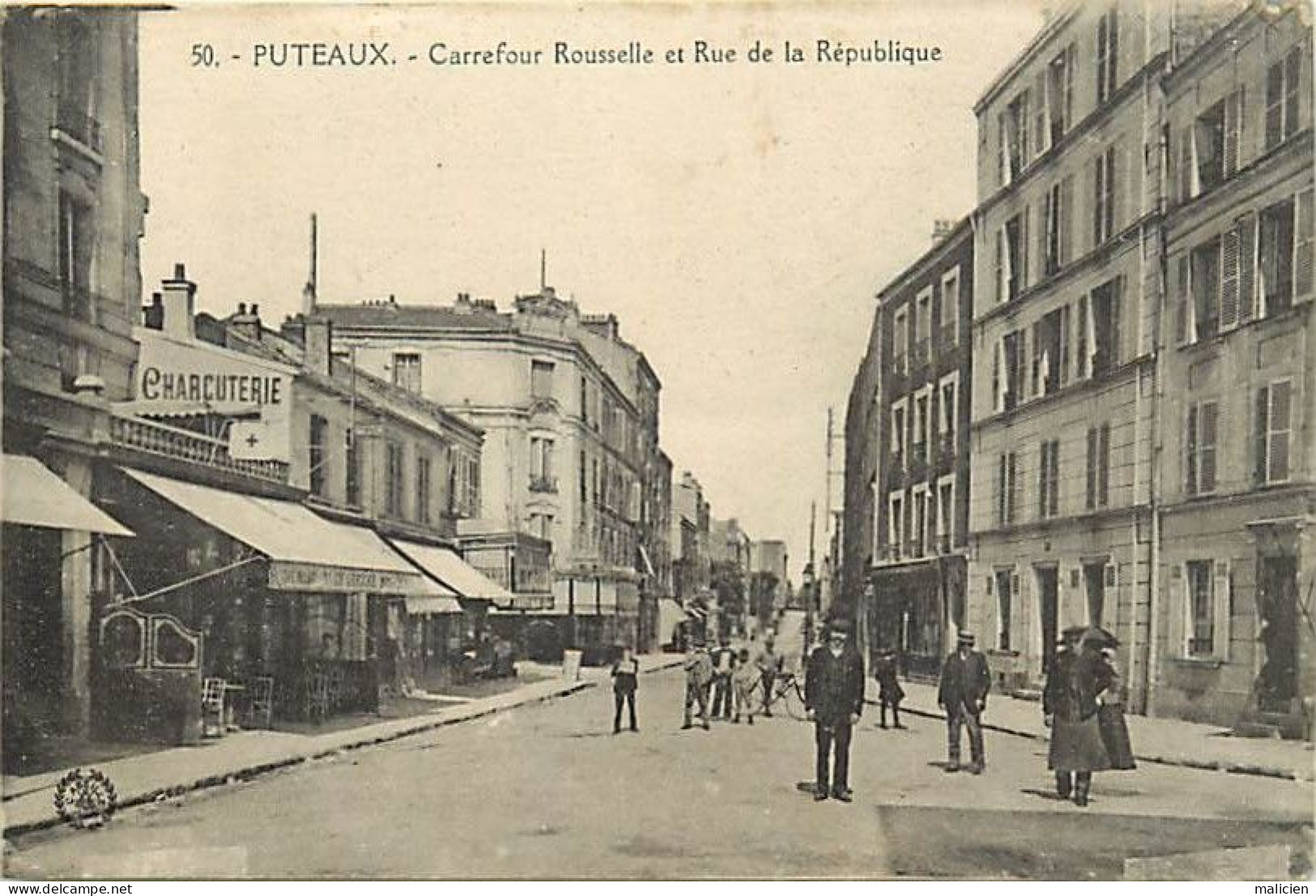 - Dpts Div.-ref-BN278- Hauts De Seine - Puteaux - Carrefour Rousselle Et Rue De La Répubilque - Café - Charcuterie - - Puteaux