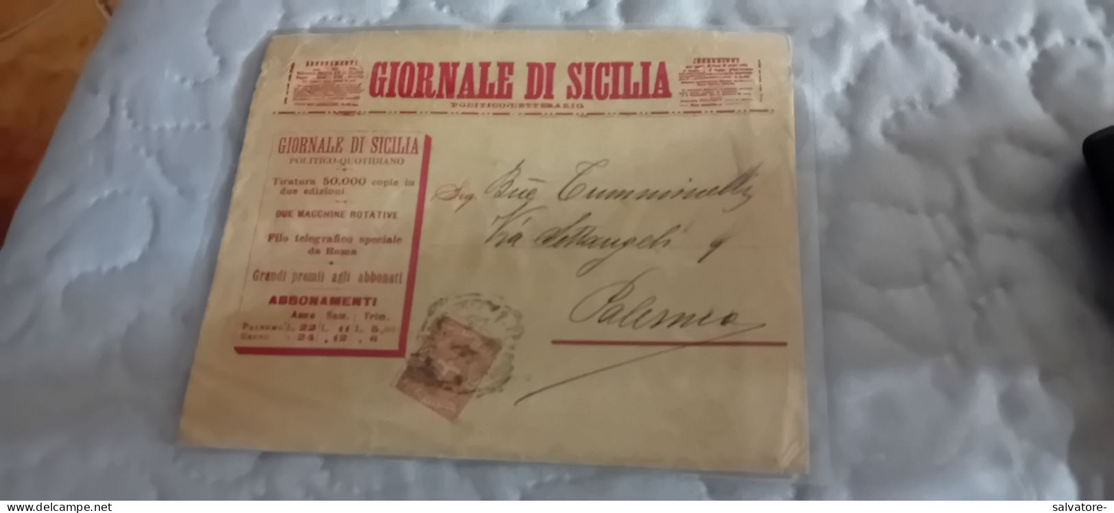 LETTERA PUBBLICITARIA GIORNALE DI SICILIA- VIAGGIATA PRIMI 900 - Werbepostkarten