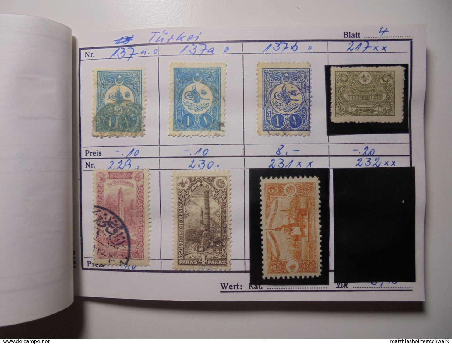 Auswahlheft Nr. 518 20 Blätter 161 Briefmarken X Türkei 1876-1931/Mi Nr. 27 X-956, Unvollständig Ca. € 1 - Neufs