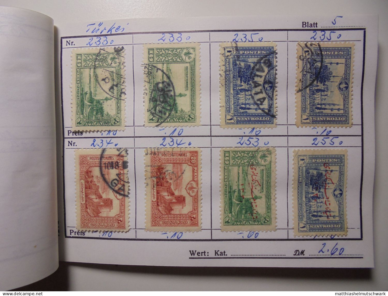 Auswahlheft Nr. 518 20 Blätter 161 Briefmarken x Türkei 1876-1931/Mi Nr. 27 x-956, unvollständig Ca. € 1