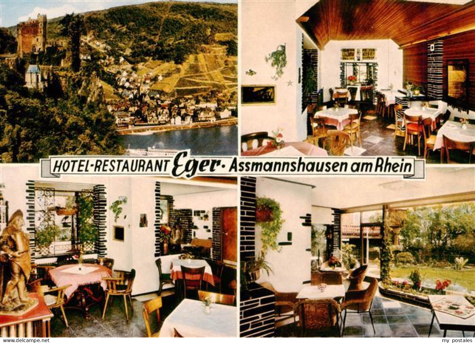 73935921 Assmannshausen_Rhein Panorama Burgruine Hotel Restaurant Eger Gastraeum - Rüdesheim A. Rh.