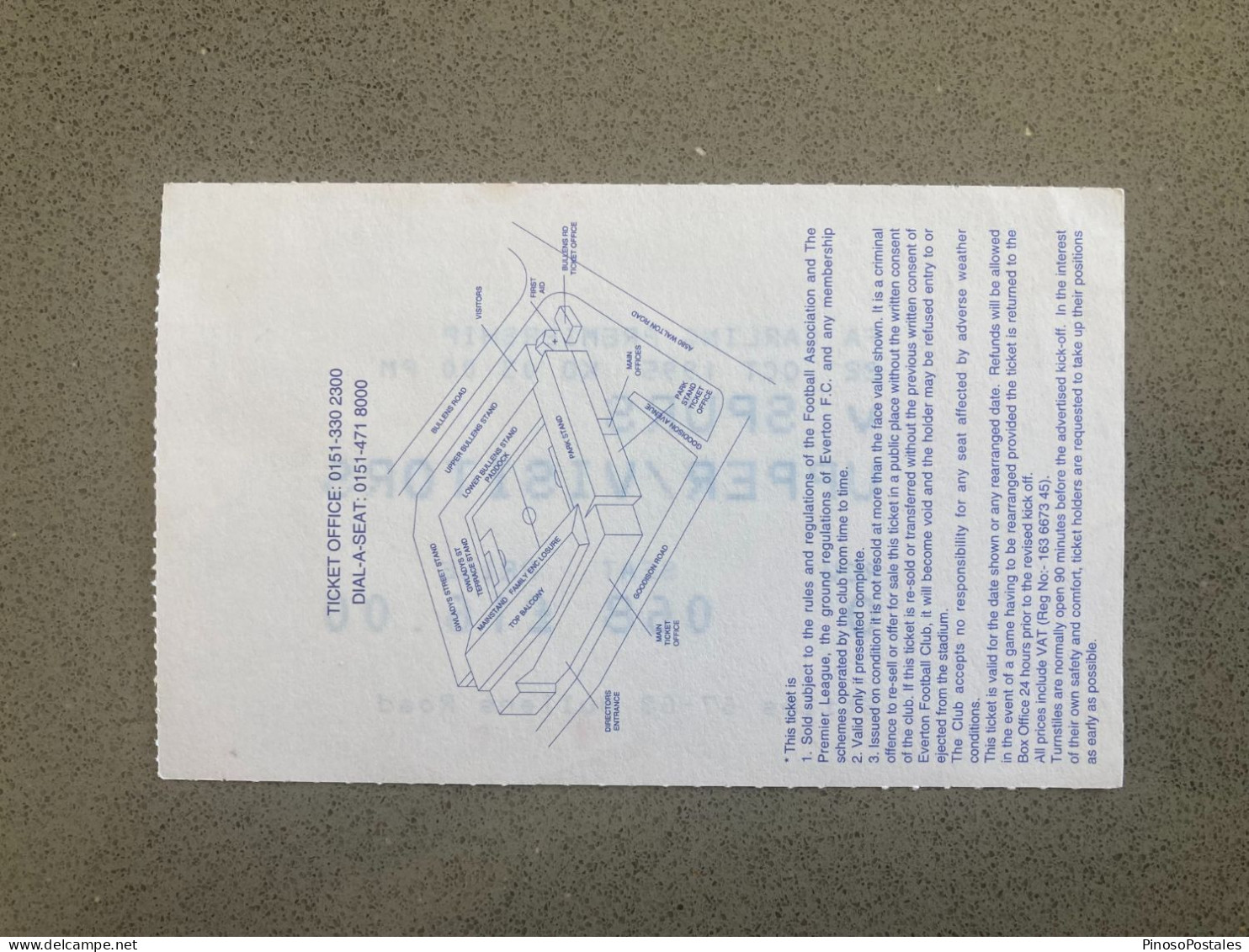 Everton V Tottenham Hotspur 1995-96 Match Ticket - Tickets D'entrée