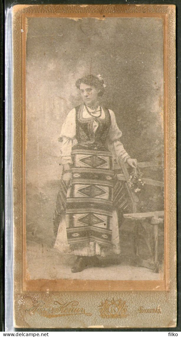 ,Serbia,Atelje Kenig  Beograd,Cabinet Photo Folk Dress(16x8 Cm),as  Scan - Serbien