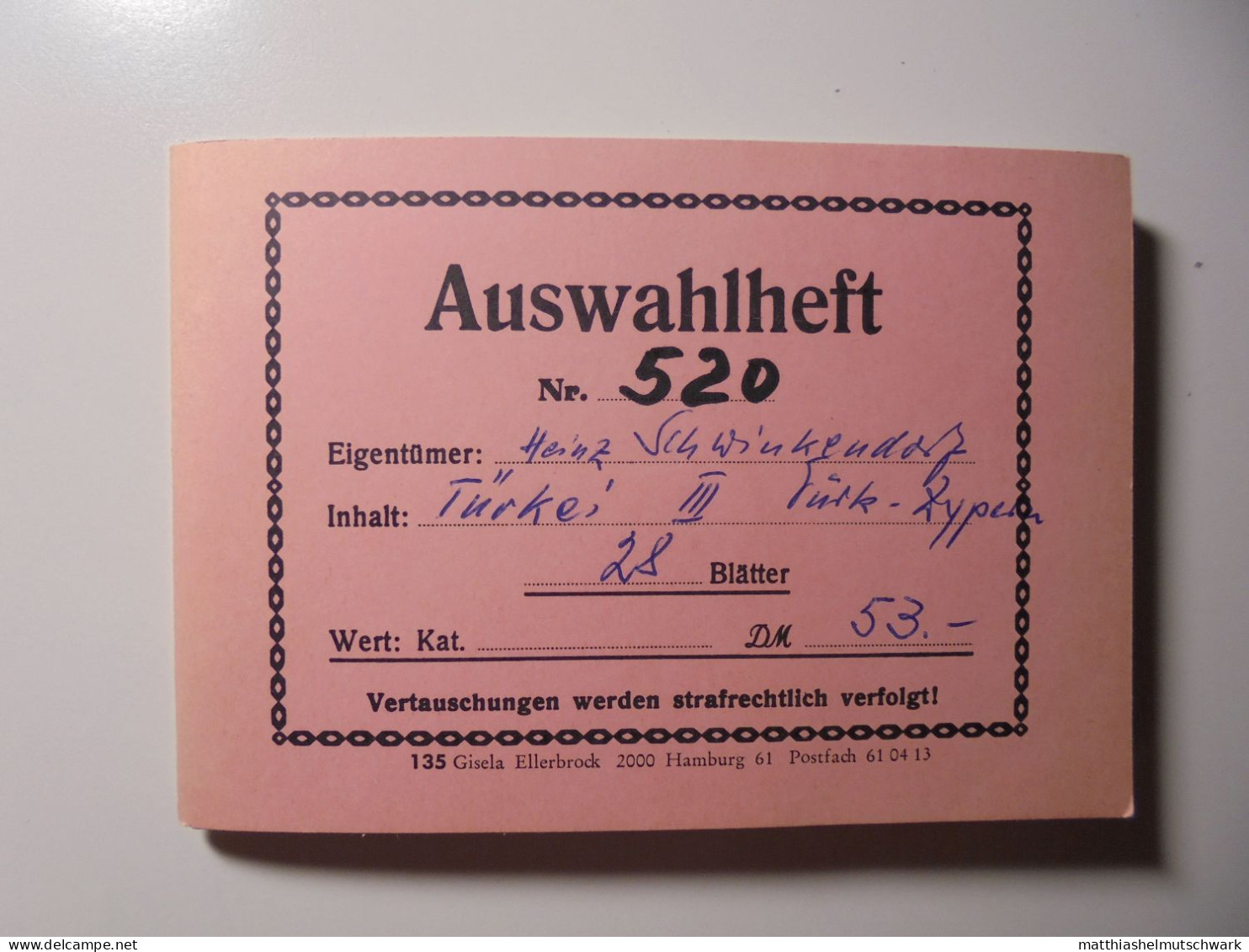 Auswahlheft Nr. 520 28 Blätter 237 Briefmarken Xx Türkei Ca. 1962-1987/Mi Nr. 1816-2782 Einschließlich 2 - Nuevos