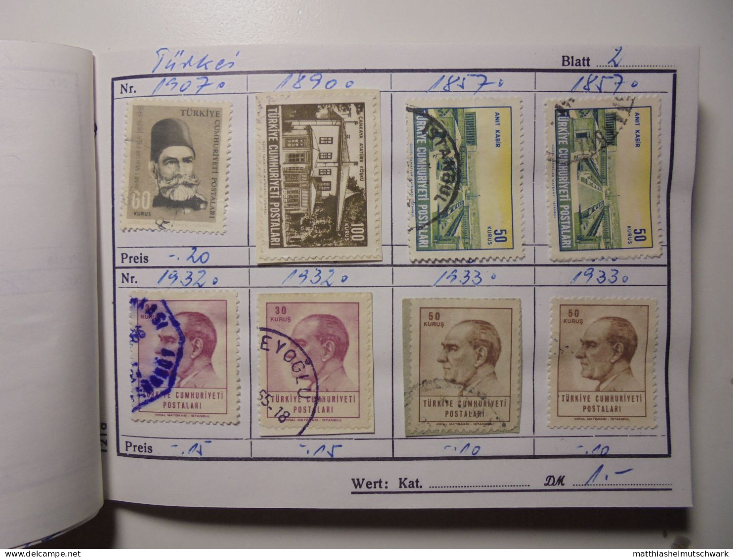 Auswahlheft Nr. 520 28 Blätter 237 Briefmarken Xx Türkei Ca. 1962-1987/Mi Nr. 1816-2782 Einschließlich 2 - Ongebruikt