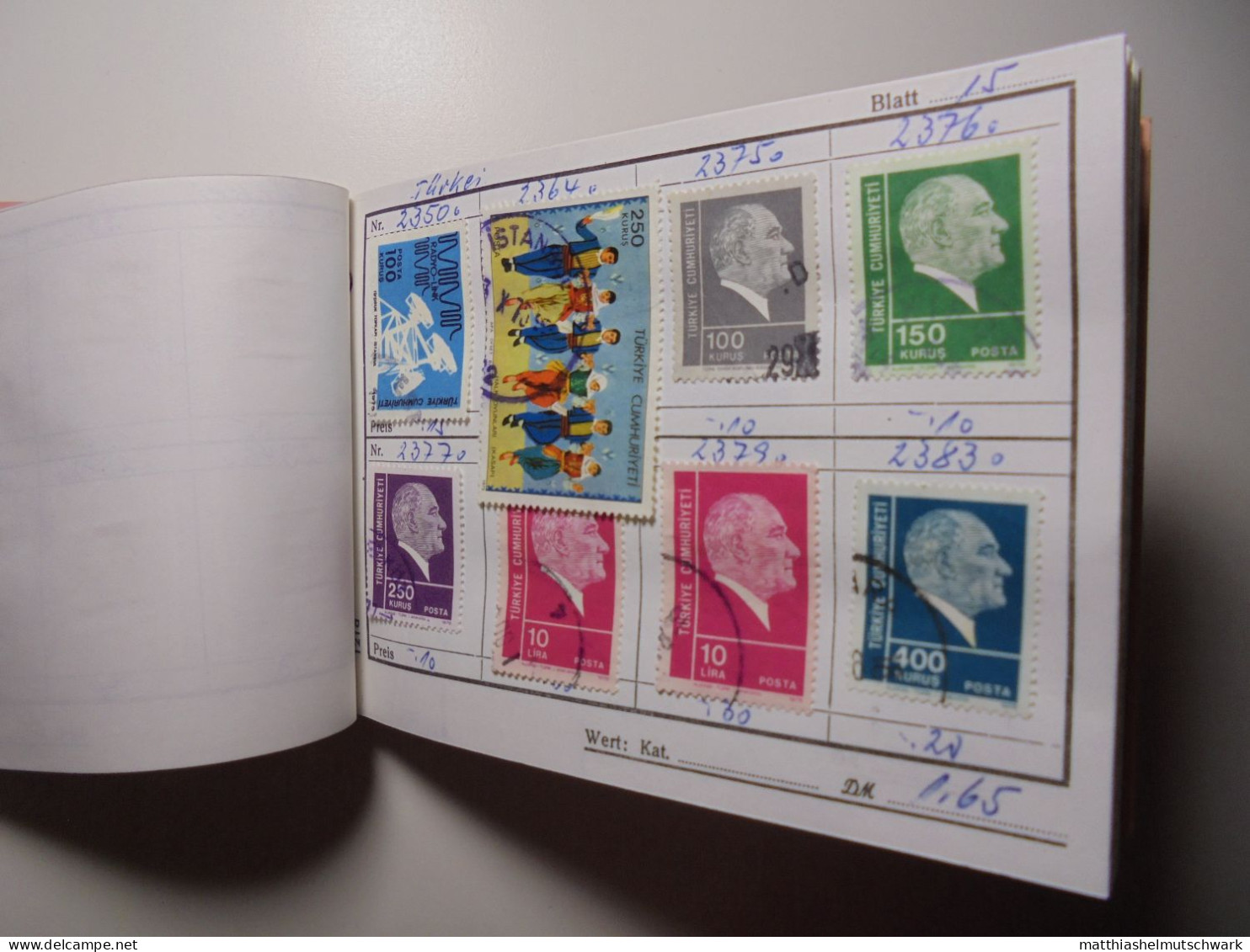 Auswahlheft Nr. 520 28 Blätter 237 Briefmarken xx Türkei ca. 1962-1987/Mi Nr. 1816-2782 Einschließlich 2