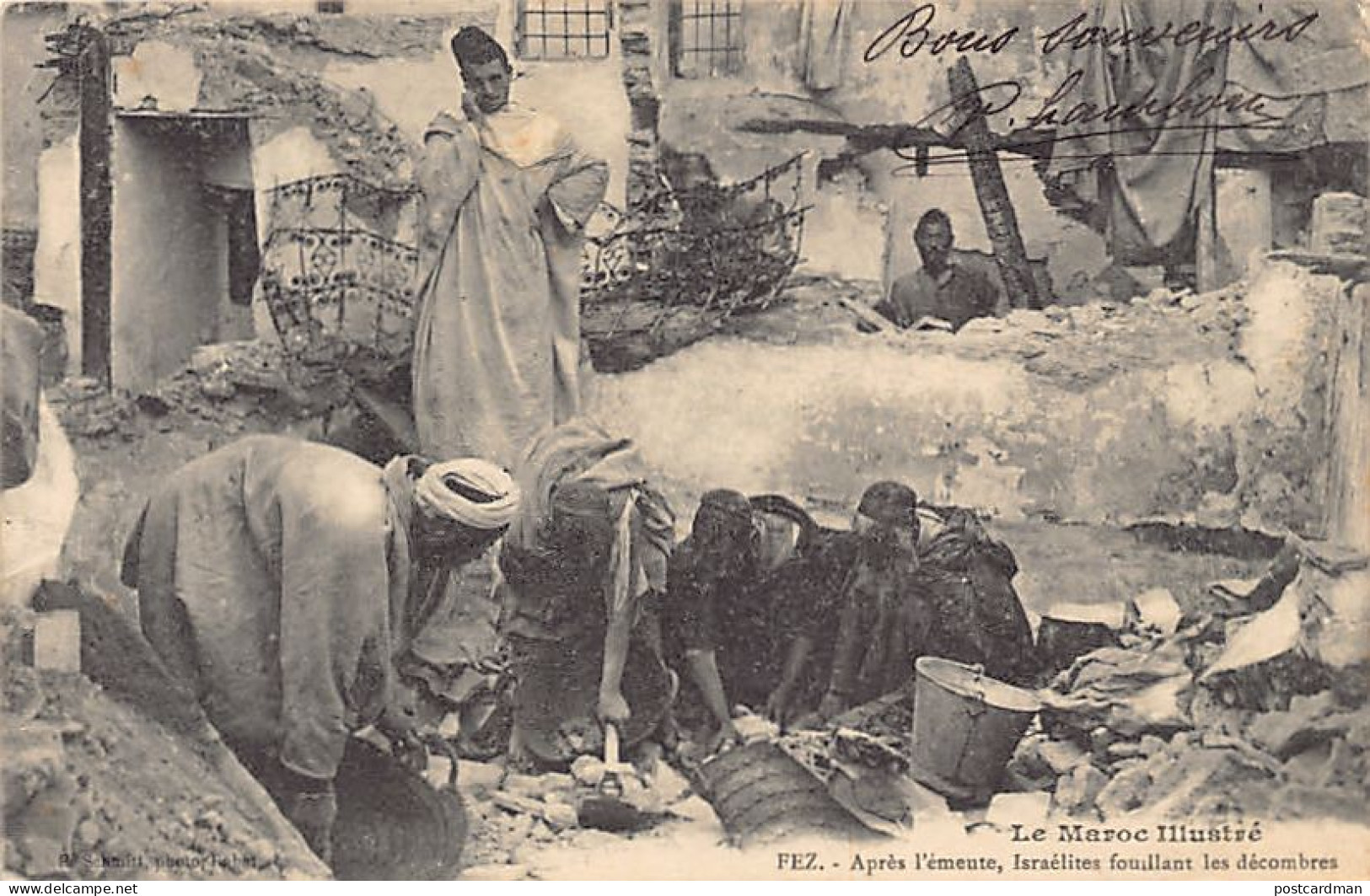 JUDAICA - Maroc - FEZ - Après L'émeute De Mai 1912, Israélites Fouillant Les Décombres De Leurs Maisons - Ed. P. Schmitt - Judaísmo