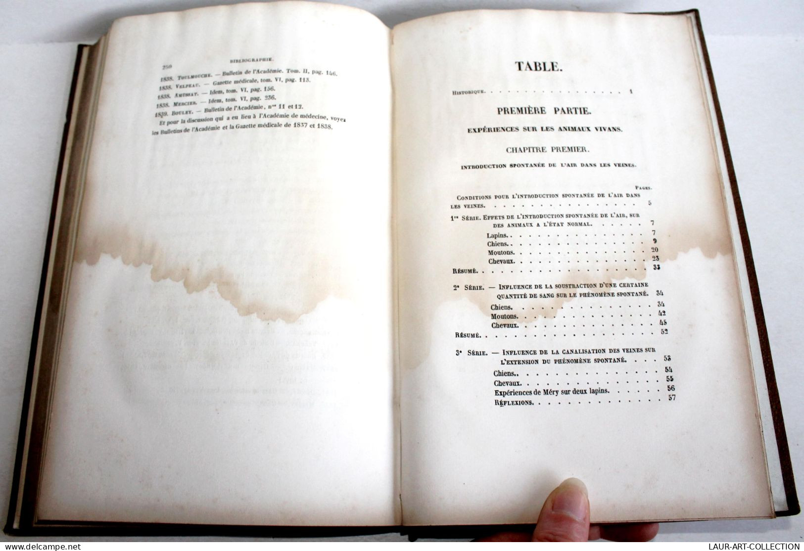 RECHERCHES SUR L'INTRODUCTION ACCIDENTELLE DE L'AIR DANS LES VEINES AMUSSAT 1839 / ANCIEN LIVRE XIXe SIECLE (2603.79) - Santé