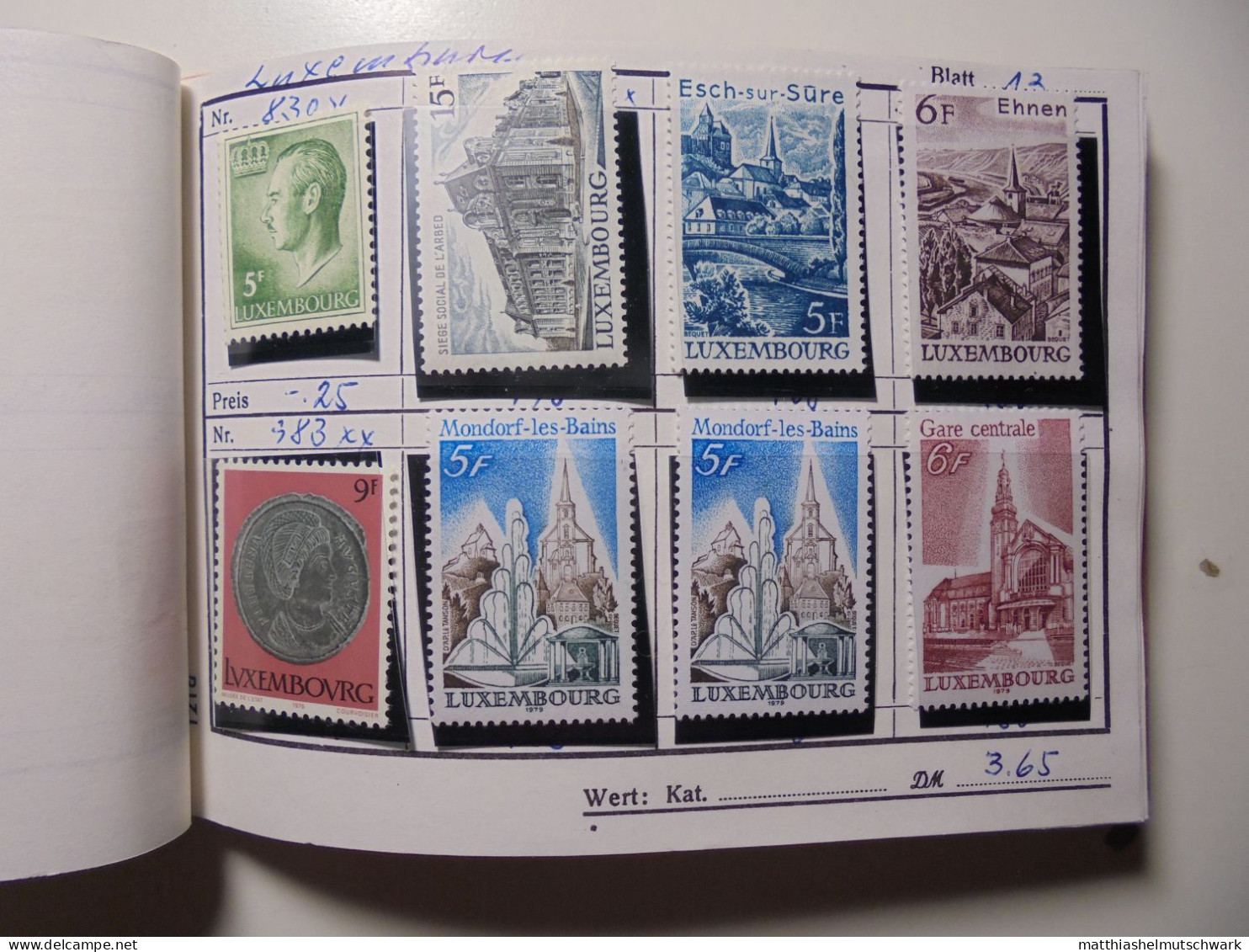 Auswahlheft Nr. 561 25 Blätter 193 Briefmarken xx, x Luxemburg ca. 1877-1981/Mi Nr. 17b-1036 Ca. € 100 S