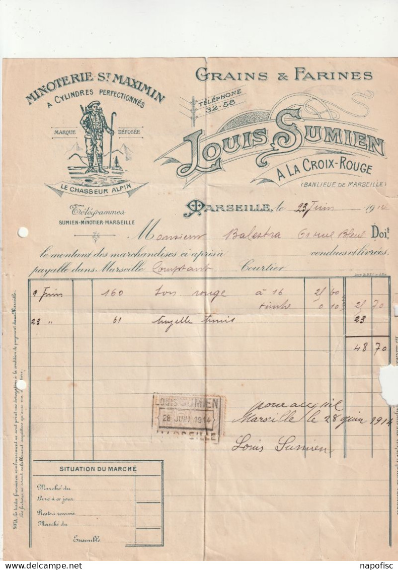 13-L.Sumien..Minoterie Saint-Maximin à Cylindres..Grains & Farines...Croix-Rouge.Marseille...(Bouches-du-Rhône)...1912 - Landbouw