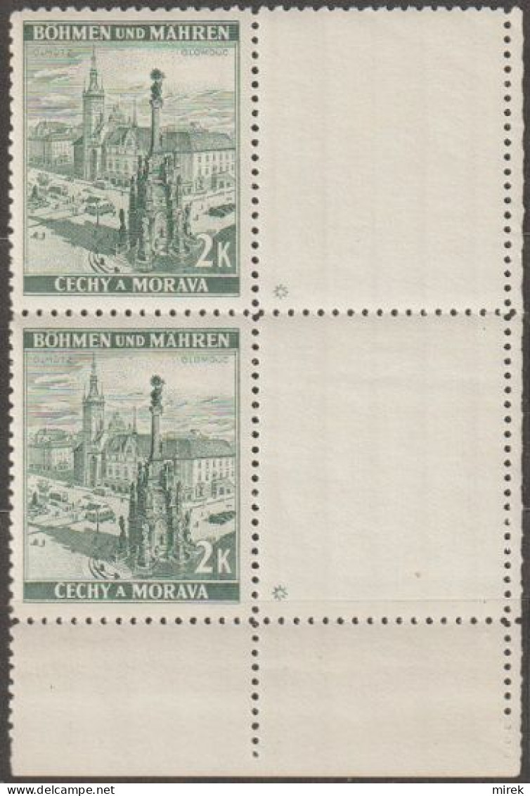 099b/ Pof. 34; Corner 4-block With Coupon, Plate Mark * - Ungebraucht