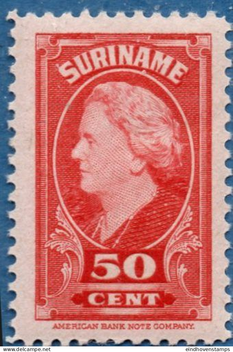 Suriname, 1945 ƒ 0.50  Queen Wilhelmina MNH - Suriname ... - 1975