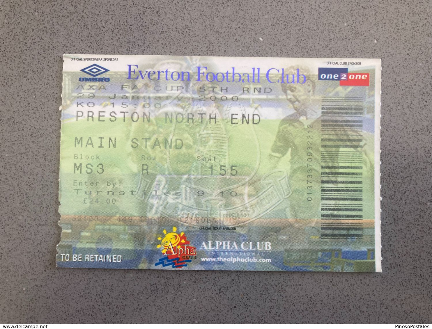 Everton V Preston North End 1999-00 Match Ticket - Tickets & Toegangskaarten